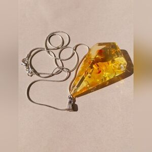 Amber  Pendant Silver 925 Necklace